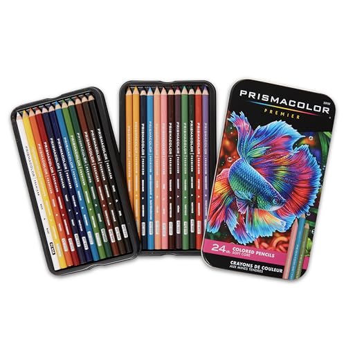 Prismacolor Premier Colored Pencils, Soft Core, Assorted Colors, 24 Count - Durable, Vibrant, Ultra-Smooth, Adult Coloring, Drawing, Sketching, Arts