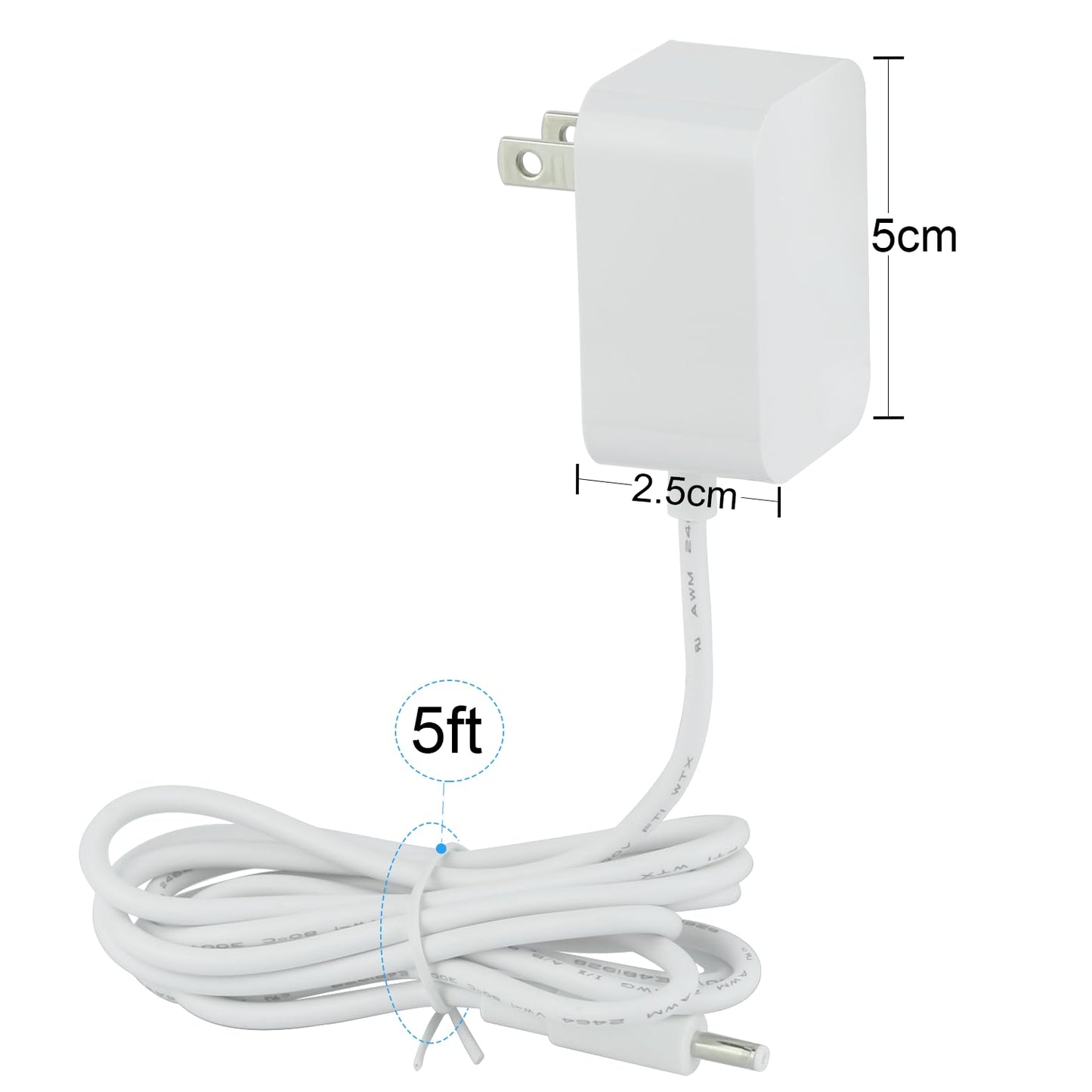 LEFXMOPHY Power Cord Replacement for Hatch Baby Rest Sound Machine Night Light, Barrel Style 5V 1A White AC Supply Adapter Cable 5ft