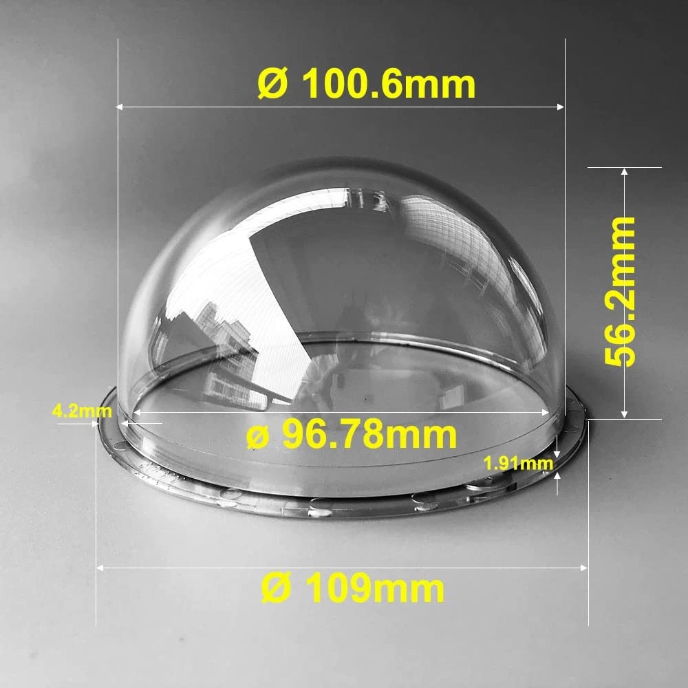 OwlCat 4 Inch Indoor Outdoor CCTV Replacement Acrylic Clear Cover Surveillance Cameras Security Dome Protector Housing Transparent Case, 109x56.2