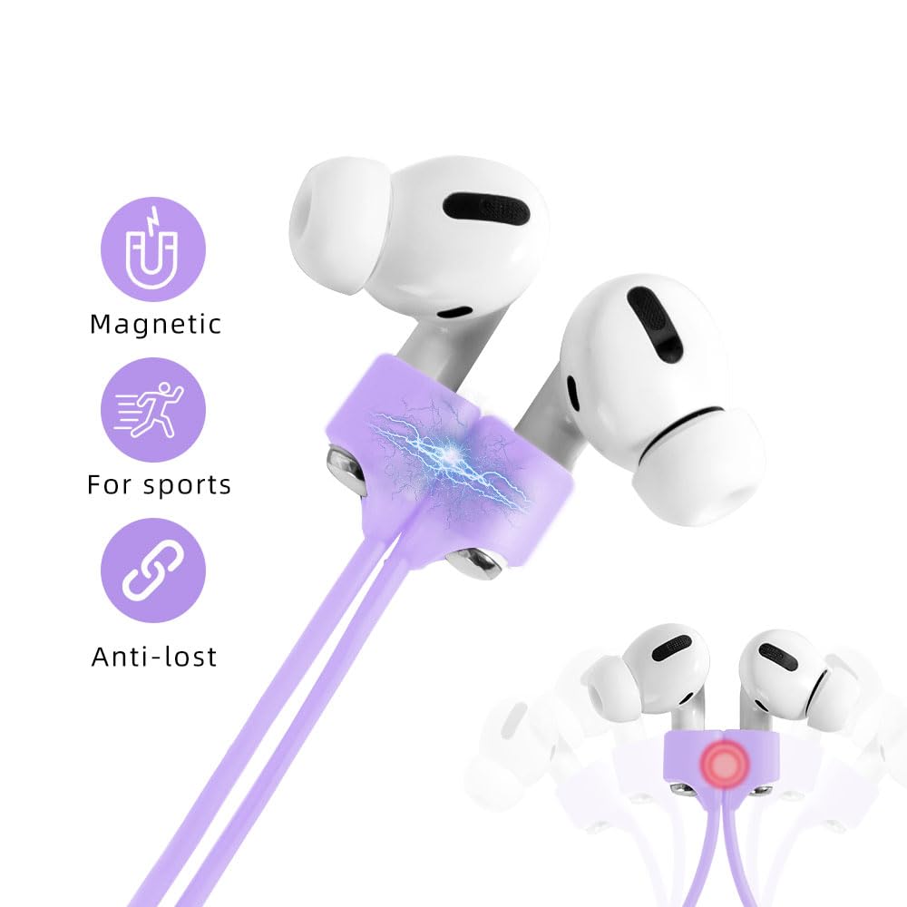 Magnetic Anti-Lost Straps for AirPods,4 Pack Ultra Strong Magnetic AirPods Strap Anti-Lost Neck Rope Cord,Soft Silicone Sports Lanyard Compatible