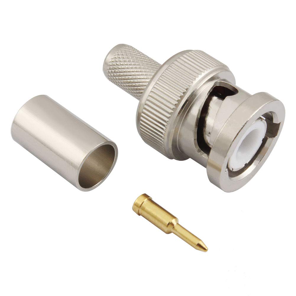 eifagur BNC Male Q9 Plug Crimp for RG8X RG-8X Mini-RG8 LMR240 50 Ohm Coax Cable Straight RF Coaxial Adapter Connector ?Pack of 10?