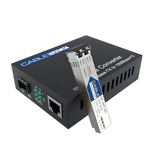 2-Pack Gigabit Media Converter LC Multi-Mode Fiber Media Converter, up to 550m, 10/100/1000Base-Tx to 1000Base-SX (SX Transceiver Included) by