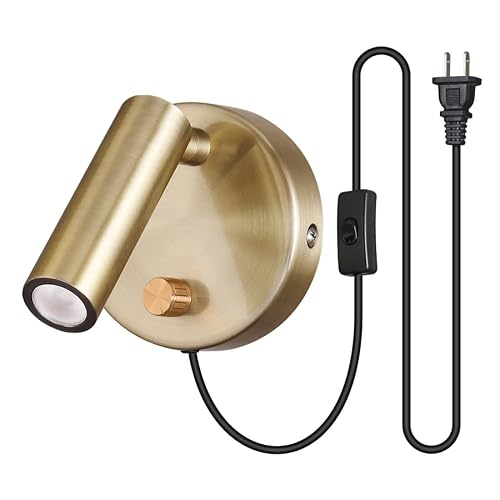 Agese Surface Wall Mounted Reading Light Sconces Lamp Physical Knob Dimmer Switch LED 5W Warm White 3000K (Bronze Plug Cord)