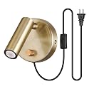 Agese Surface Wall Mounted Reading Light Sconces Lamp Physical Knob Dimmer Switch LED 5W Warm White 3000K (Bronze Plug Cord)