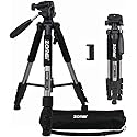 Camera Tripod, ZOMEI Q111 55-inch Smartphone Tripod Flexible Aluminum Travel Tripod with 3-Way Pan Head and Phone Holder, for Photography YouTube