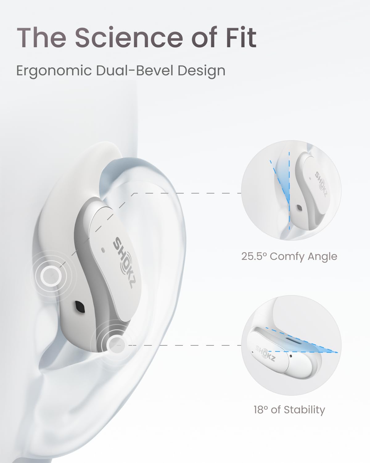 SHOKZ OpenFit Air - Open-Ear Headphones, True Wireless Earbuds, Water Resistant, Secure Earhooks for Daily Use, White (Renewed)