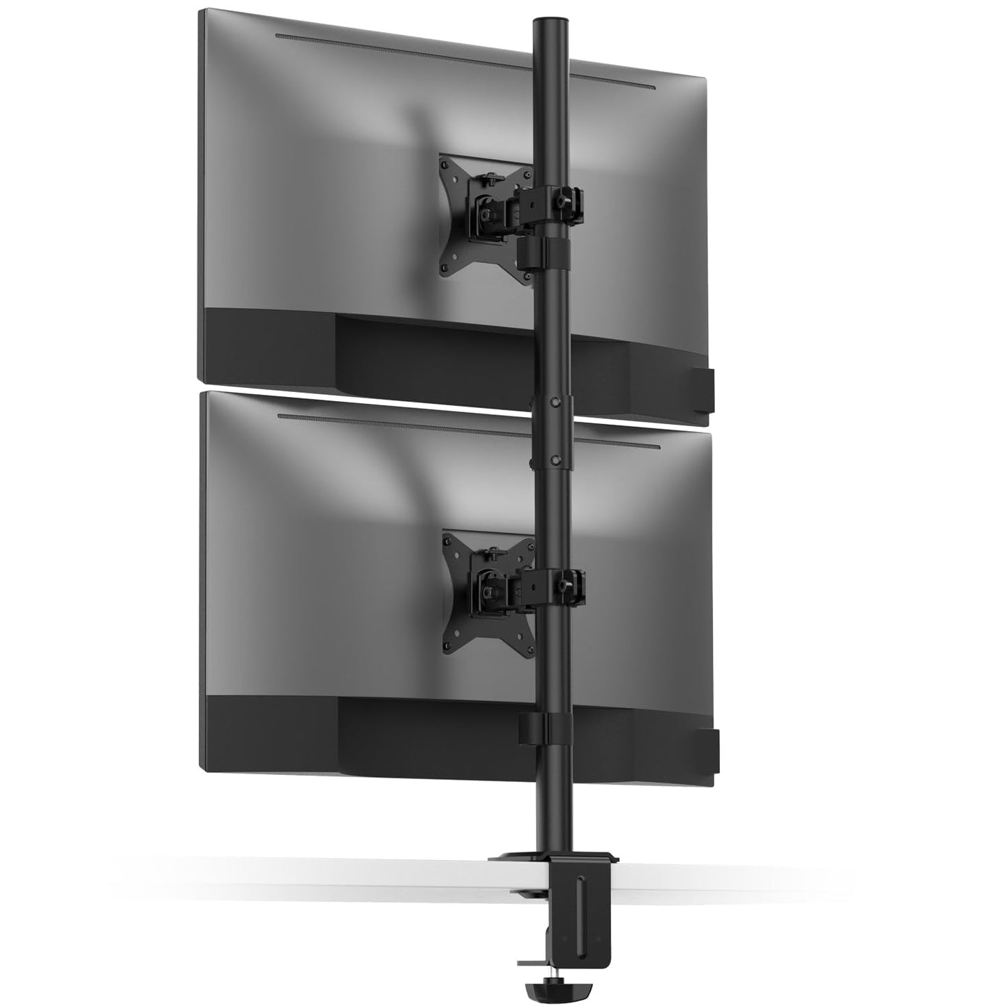 Desky Eco Stacked Arm - Flexible Stand for 17-32'' Screens - Space-Saving Desk Mount for 2 Displays - VESA-Compatible Ergonomic Setup - Black