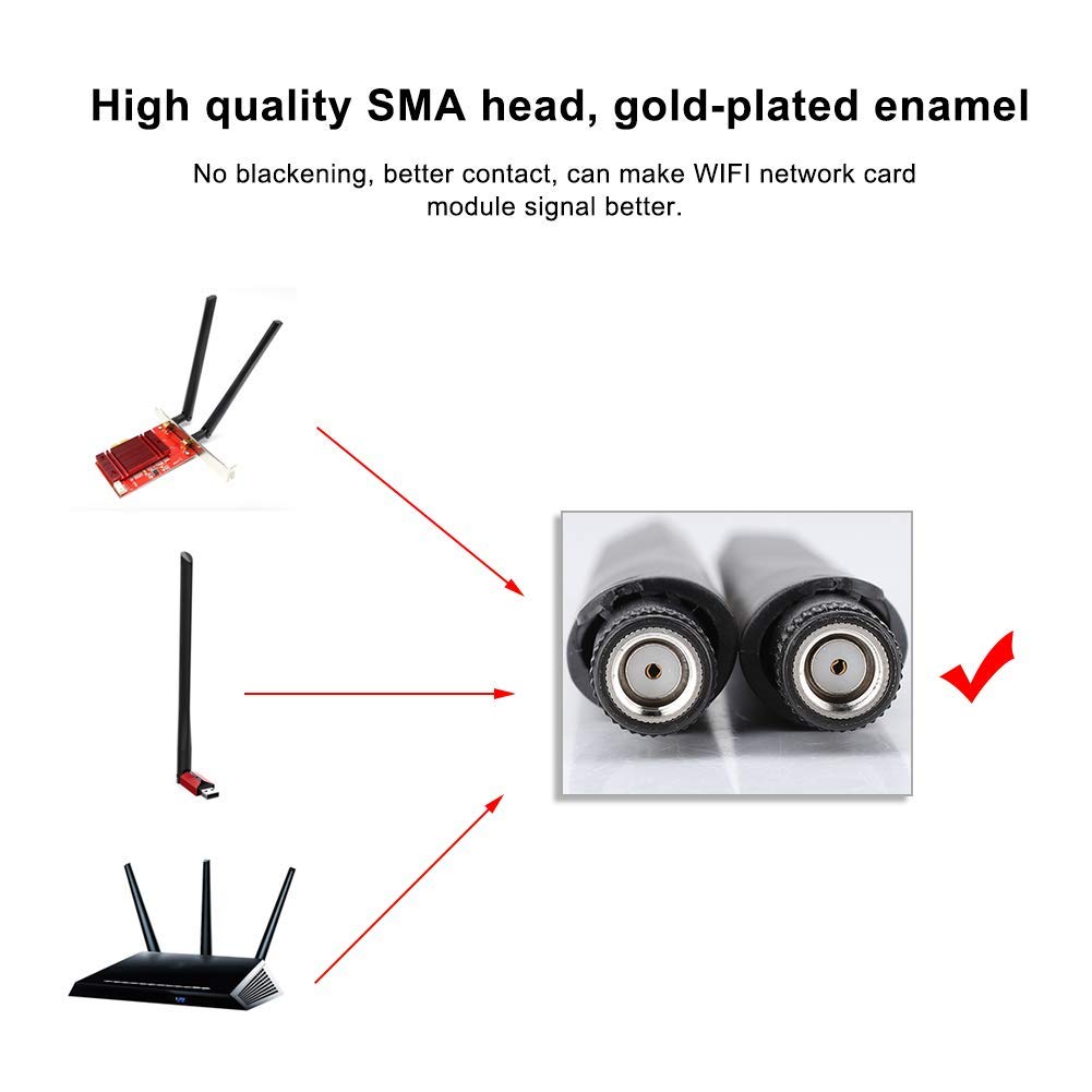 ASHATA Band 2.4GHz 5GHz 5.8GHz 5dBi RP SMA Antenna U.fl (IPX) MHF4 to RP SMA Female Cable for Router Adapter PCIE Network Card Adapter(15cm/5.9in)