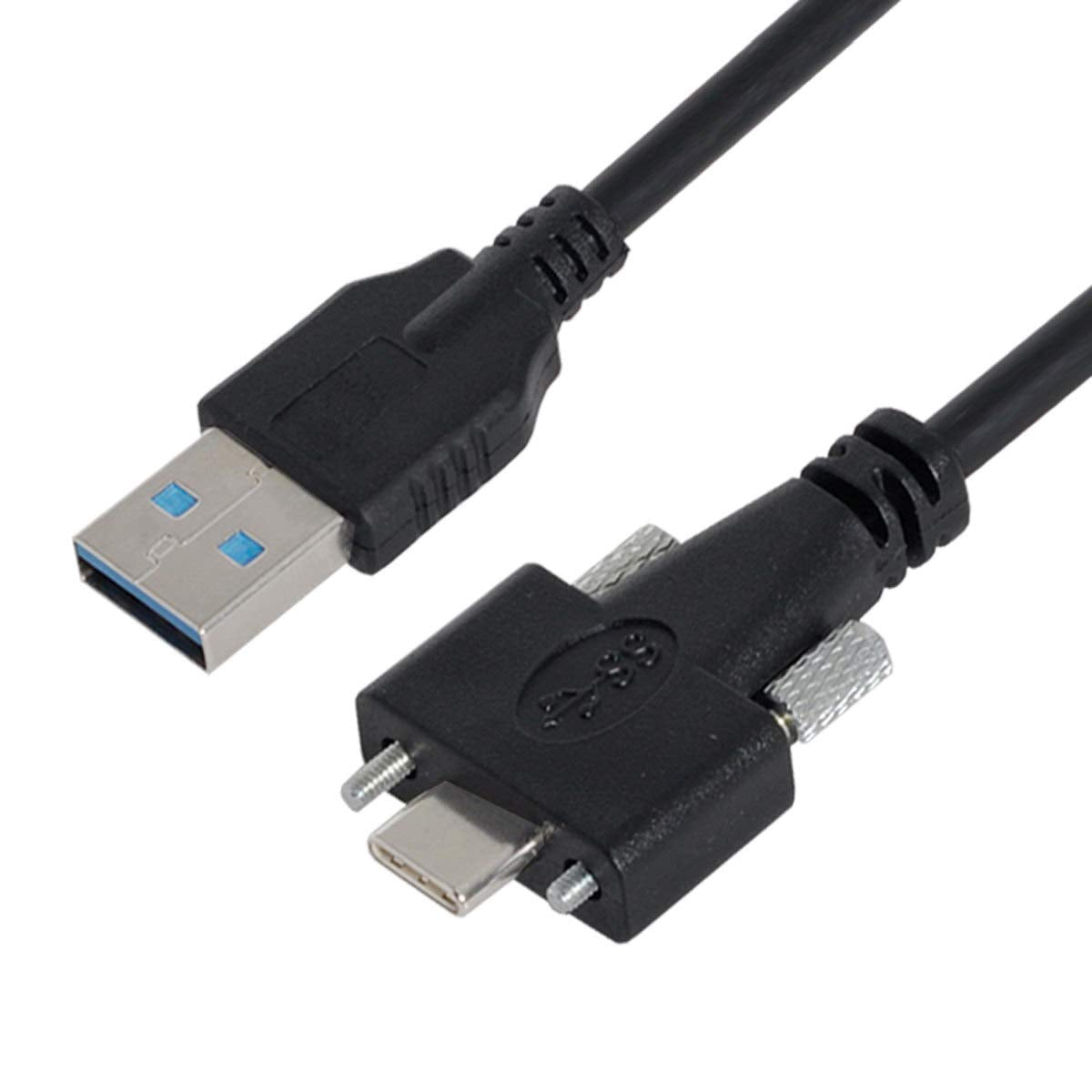Cablecc USB 3.1 Type-C Dual Screw Locking to Standard USB3.0 Data Cable 3m Panel Mount Type