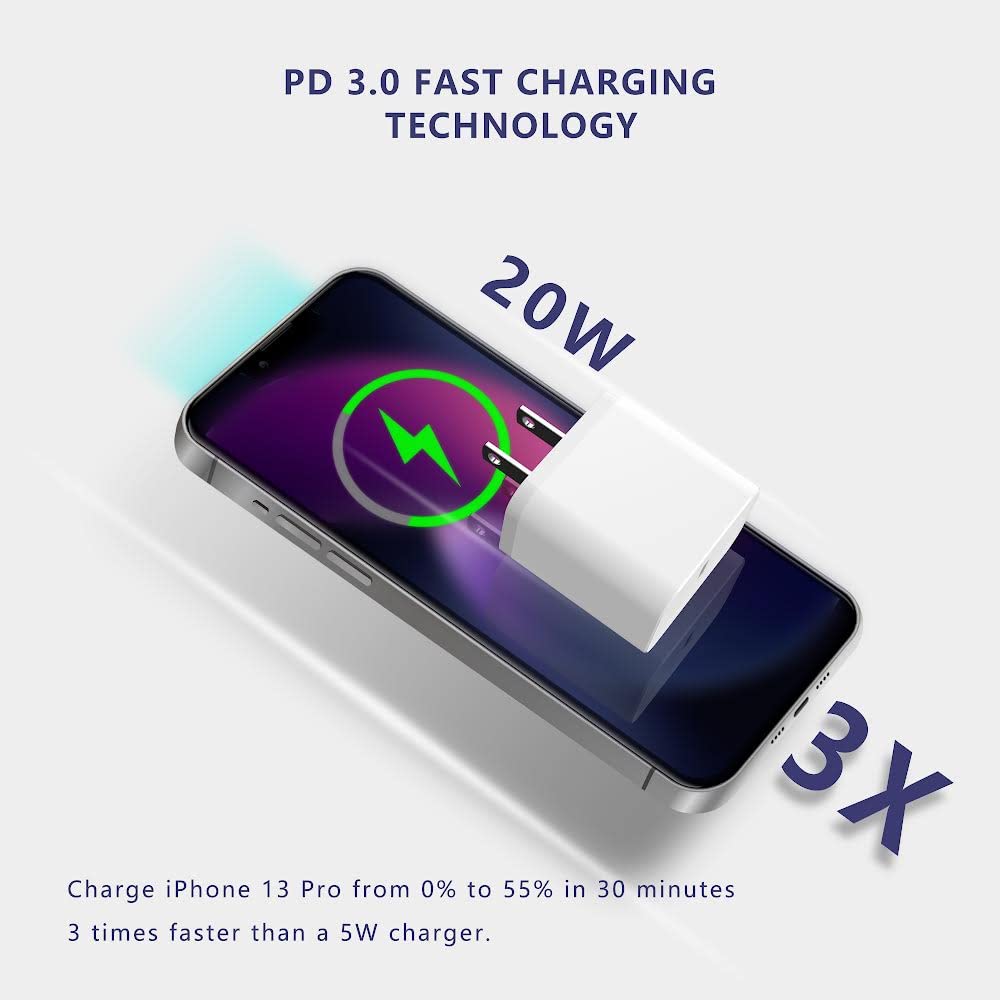 i Phone Charger [MFi Certified] Travel Home Wall Charger and a Charging Cable Compatible with i Phone 14, 13, 12, 11, SE, X, 8, 7, 6, 5, i pad Mini