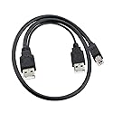 chenyang Dual USB 2.0 Male to Standard B Male Y Cable Support 5V Power for Printer Scanner External Hard Disk Drive