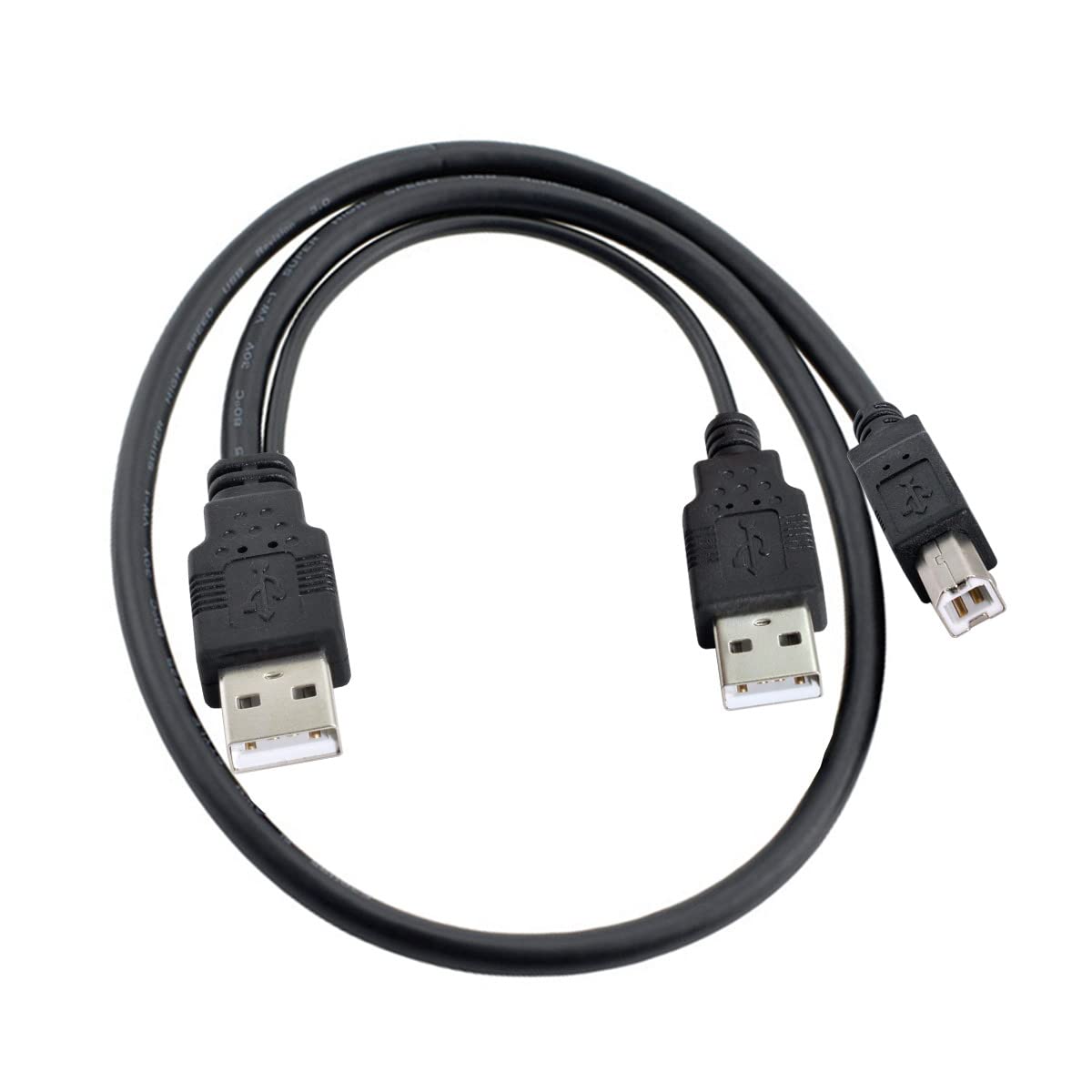 chenyang Dual USB 2.0 Male to Standard B Male Y Cable Support 5V Power for Printer Scanner External Hard Disk Drive