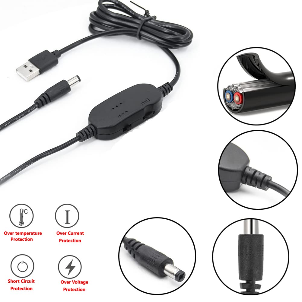Delinx 8W DC 12V PC Cooling Fan Speed Control,USB to Dual 3-Pin 4-Pin Fan Power Adapter Cable,DC 5V Step up 5-12V Adjustable,with 2-Way Splitter Cable