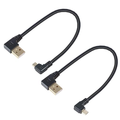 TENINYU Combo-Pack Left / Right Angle USB Cable 5.5 Inches for TV Stick and Power Bank - 90 Degree USB to Micro USB Cable for Roku TV Stick and More