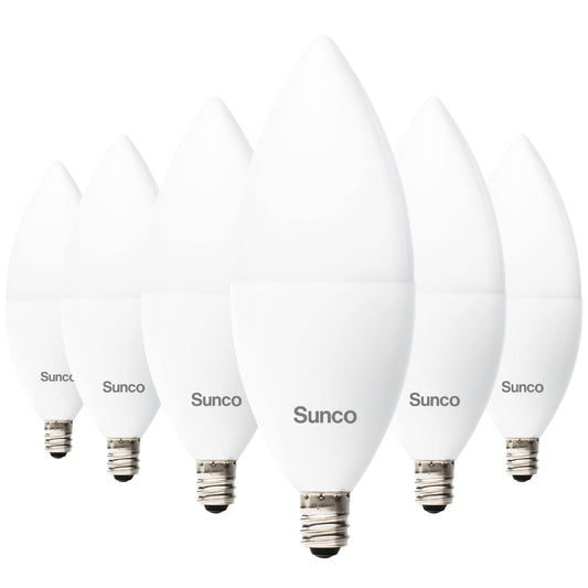 Sunco B11 Candelabra LED Bulb, Dusk to Dawn, E12, 5W=40W, 2700K