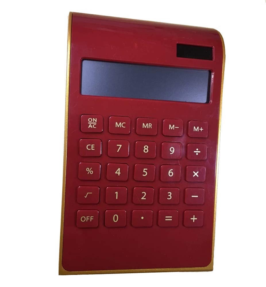 AMZSTAR 10 Digit Calculator Standard Business Desktop Calculator,Solar & Battery Power (Red)