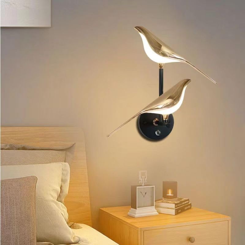 Modern Bird Light Wall Sconces Bird Lamp Shade Bedroom Bedside Living Room Rotatable Adjustable Art Deco LED Wall Light Magpie TV Background Luxury