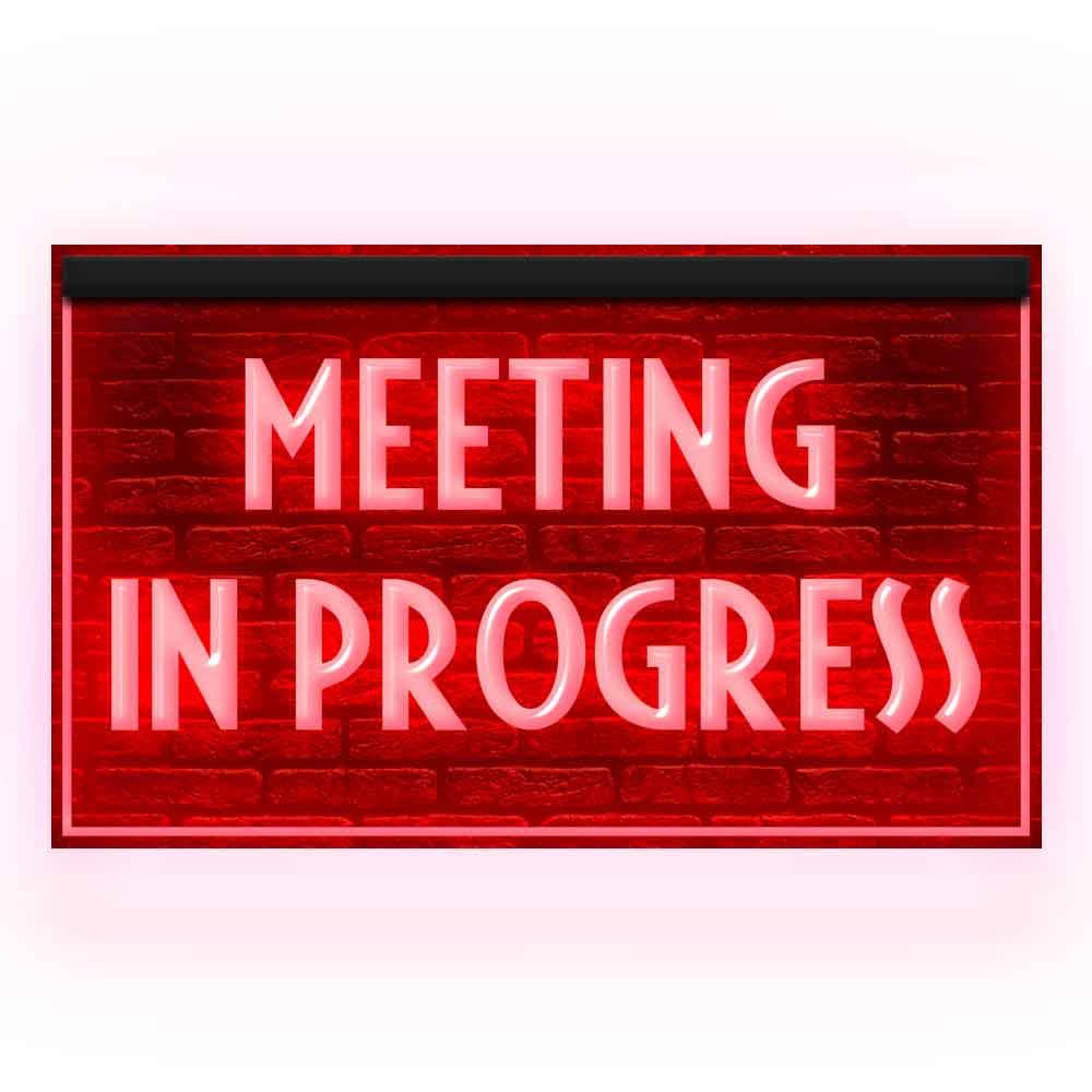120175 Meeting in Progress Office Guests Quiet Display LED Light Neon Sign (12" X 8", Red)