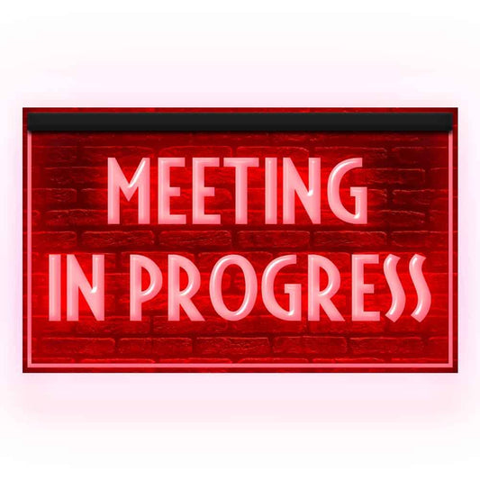 120175 Meeting in Progress Office Guests Quiet Display LED Light Neon Sign (12" X 8", Red)