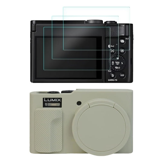 HUADU Screen Protector Compatible for Panasonic Lumix ZS99 Digital Camera,Tempered Glass Film Anti-Scratch High Definition and Soft Silicone Case