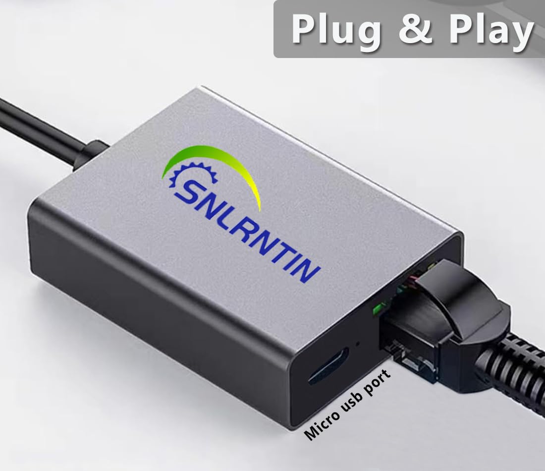 Snlrntin Ethernet Adapter for Fire TV Stick/4K/4K Max, Fire TV Cube, Chromecast Ultra Audio, Micro USB to Network Adapter