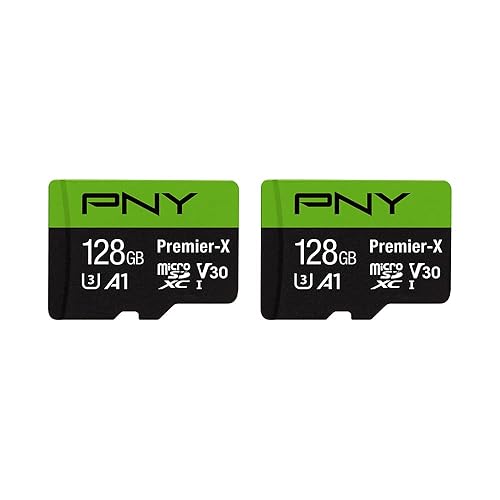 PNY P-SDU128X2V31100PX-GE 128GB Premier-X Class 10 U3 V30 microSDXC Flash Memory Card 2-Pack - 100MB/s, Class 10, U3, V30, A1, 4K UHD, Full HD, UHS-I