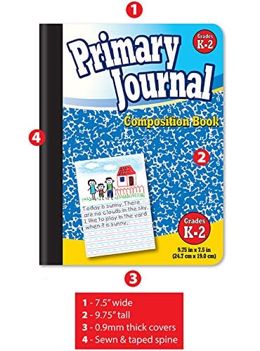 Better Office Products Primary Journal, Hardcover, Primary Composition Book Notebook - Grades K-2, 100 Sheet, One Subject, 9.75" x 7.5", Blue Cover-3