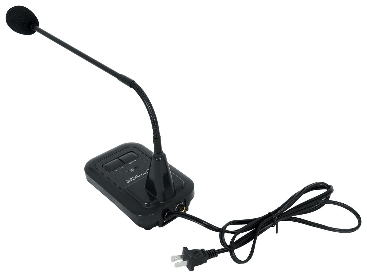 Rockville CH-MIC70 Push-to-Talk Condenser Gooseneck Paging Microphone, Built-in Chimes, Flexible Stand, for Commercial Announcements