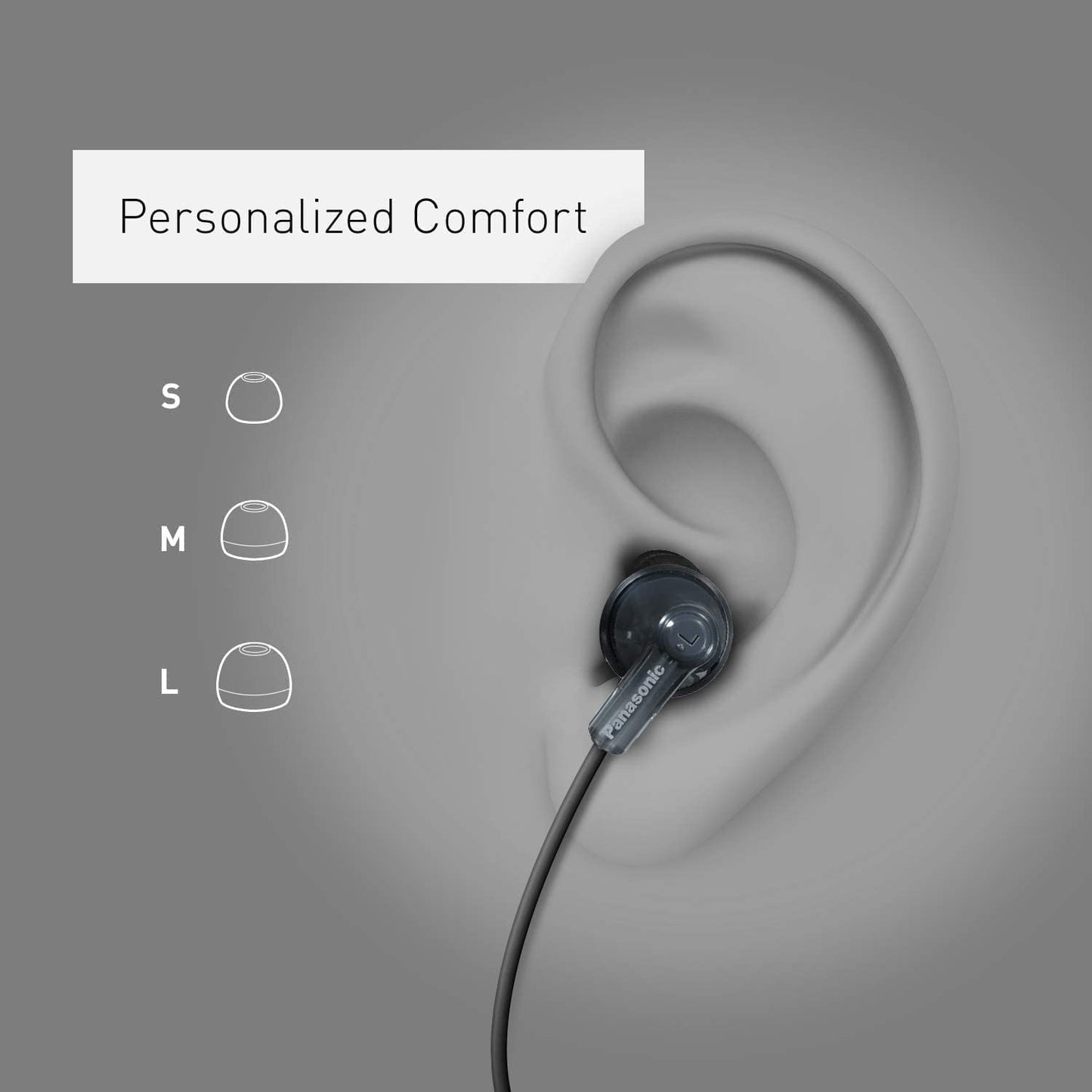 Panasonic ErgoFit In-Ear Earbud Headphones RP-HJE120-R (Red) Dynamic Crystal Clear Sound, Ergonomic Comfort-Fit