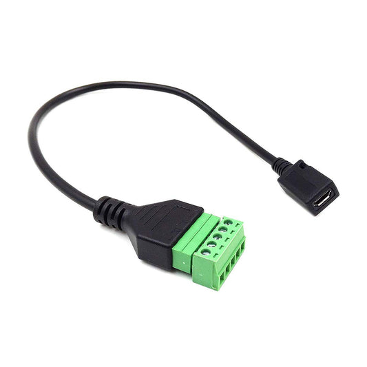 Kework 12 Inch Micro USB 5 Pin Female Terminal Block Cable, Micro USB Extension Plug Bolt Screw Solderless Terminal Adapter Connector Charging