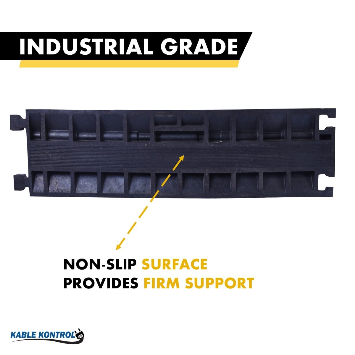 Kable Kontrol Atlas Cable Protector Wire Ramp - 2 Channel - 1 Pc - 39" Long Black & Yellow - 20,000 Lbs Load Capacity - Rubber Speed Bump Wire