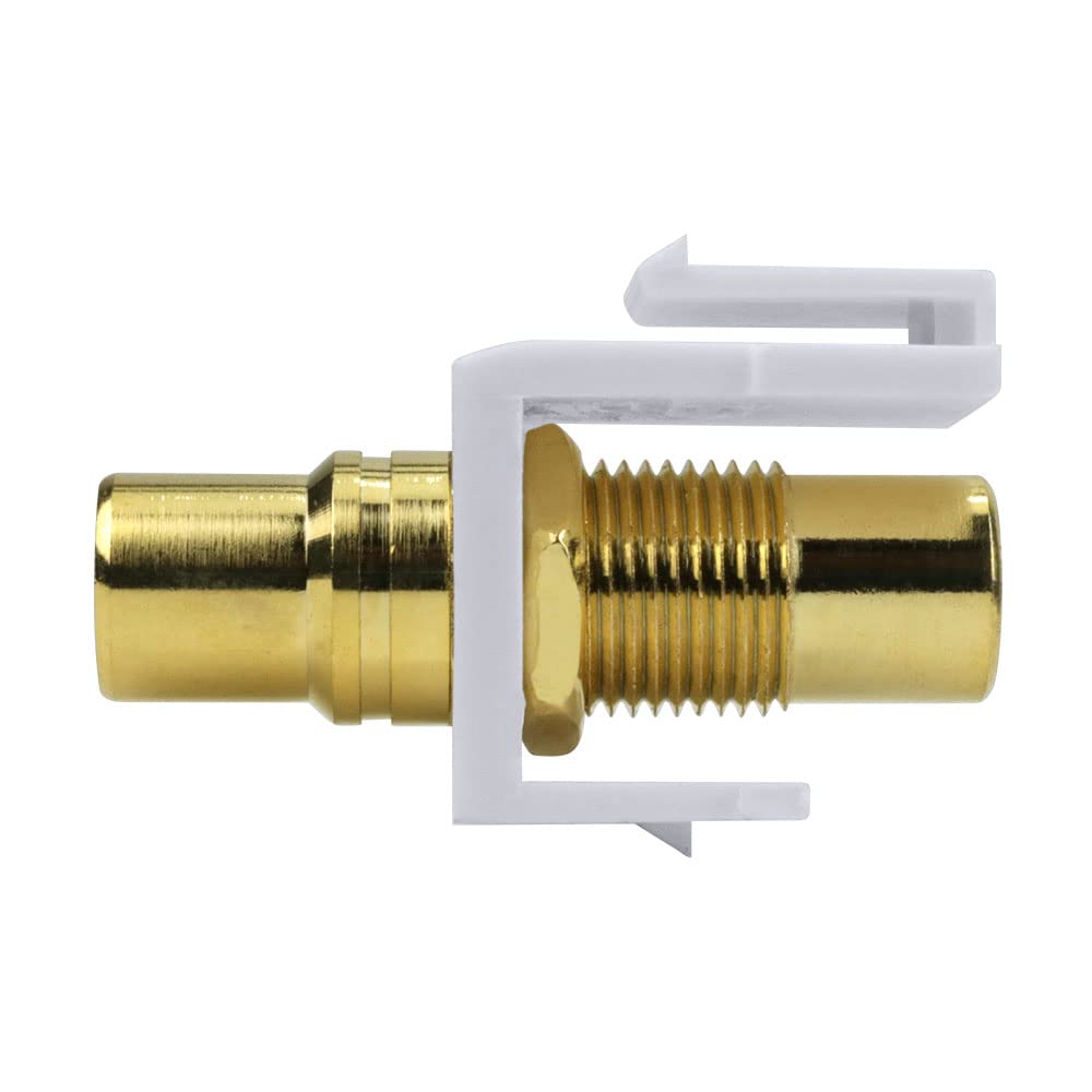 Construct Pro RCA to RCA Keystone Jack Insert, White, 0 inches, Male-to-Female, 3 Pins, Indoor, 1 Count, Home entertainment systems, Custom