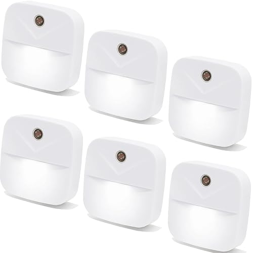 YRWXZYO 6 Pack Night Light Plug in, White LED Nightlights with Smart Dusk to Dawn Sensor, Plug into Wall Nightlights Suitable for Bedroom, Bathroom
