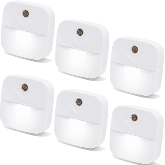 YRWXZYO 6 Pack Night Light Plug in, White LED Nightlights with Smart Dusk to Dawn Sensor, Plug into Wall Nightlights Suitable for Bedroom, Bathroom