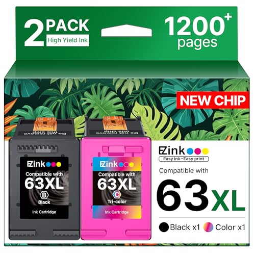 63XL Ink Cartridges Black and Color Remanufactured Replacement for HP Ink 63 for HP 63XL Ink Cartridges Combo Pack Work for Officejet 4650 3830 3833