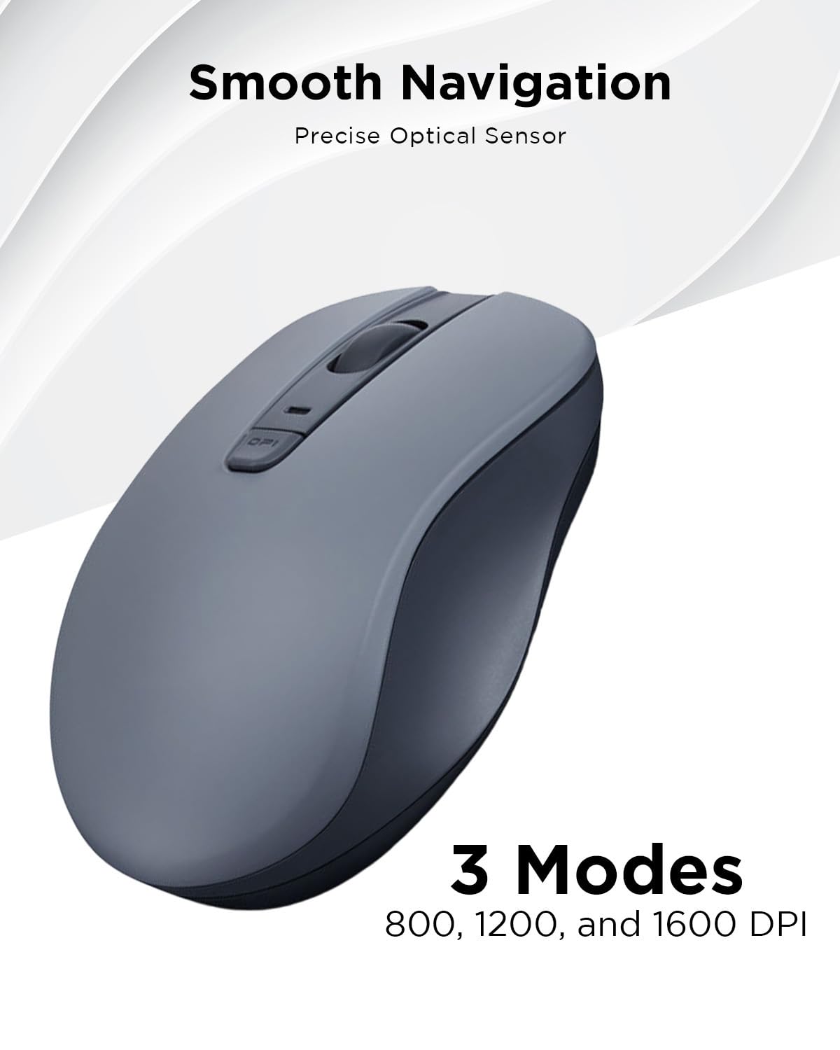 Lenovo Bluetooth Silent Mouse (WL300) - 5 Button Computer Mouse with Silent Left & Right Click - Sculpted Grip, Microsoft Swift Pair, Up to 1600 DPI