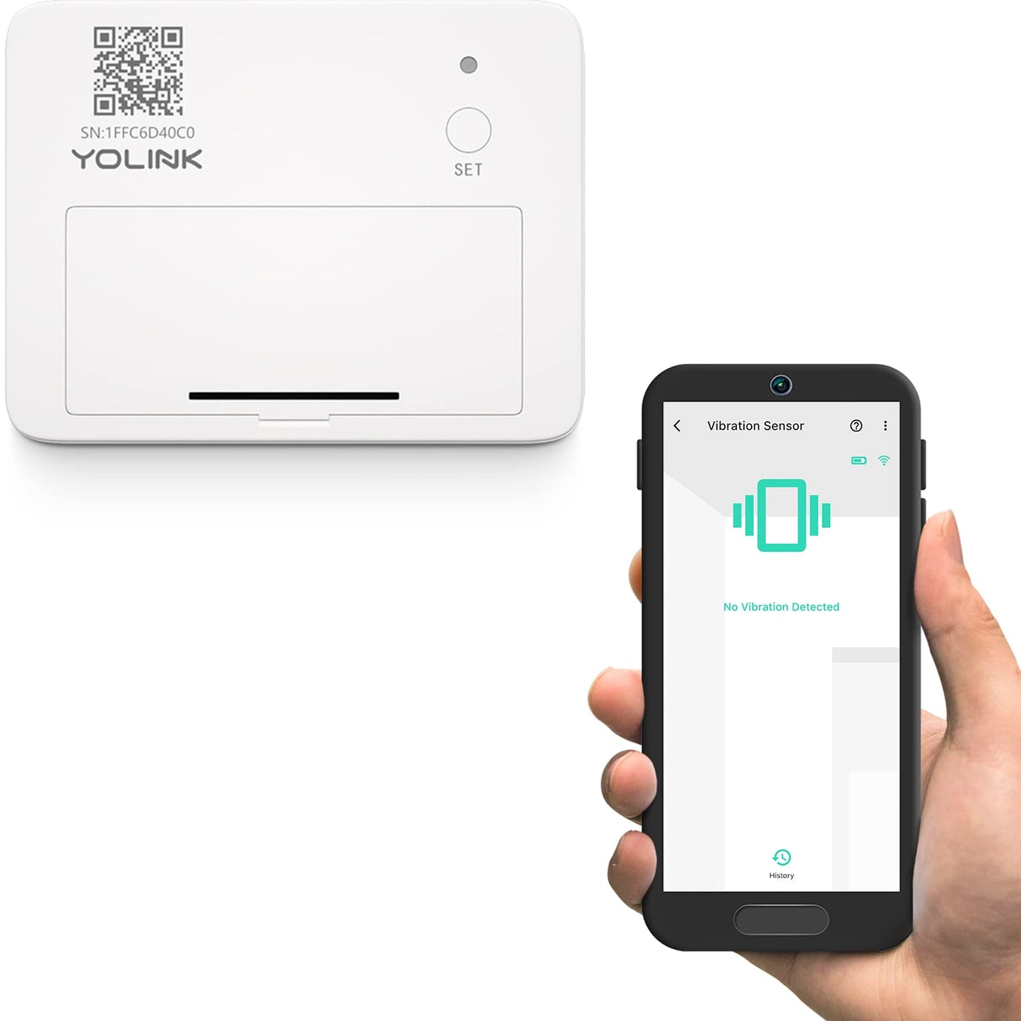YoLink LoRa Smart Vibration Sensor; Smart Shock, Glass Break, Tamper, Movement Detector, Generator Running, Email/SMS/Push Alerts, 1/4 Mile Open Air