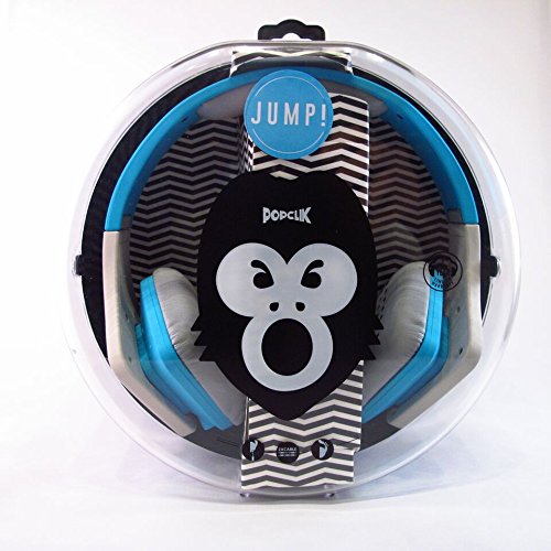 PopClik Jump! Headphones in Light Blue Lightweight Over The Ear 32 Ohms Impedance