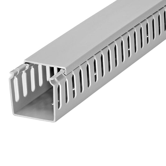 Kable Kontrol Wire Duct Open Slot Cable Raceway - 1” Width x 1” Height - 6.5 feet Long - 1 Pc/Pack - Gray - PVC Wiring Trough Wire Cover Cord Hider