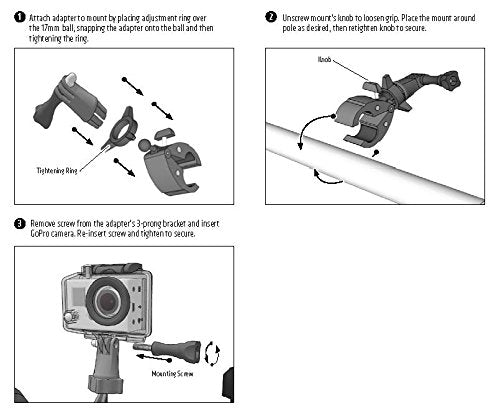 ARKON Mounts Clamp Mount for Action Cameras | for Motorcycles, Wheelchairs, Strollers, Desks | Secure 1.6” Edge Clamp | Adjustable Positioning