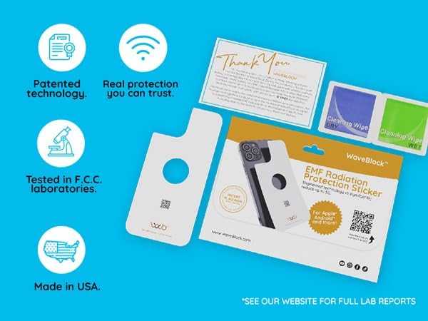 WAVEBLOCK EMF Blocker for Cell Phone - Made for iPhone 13 - The Only Patented, Real Scientifically Backed, Lab-Tested 5G-Shield Sticker to Protect You
