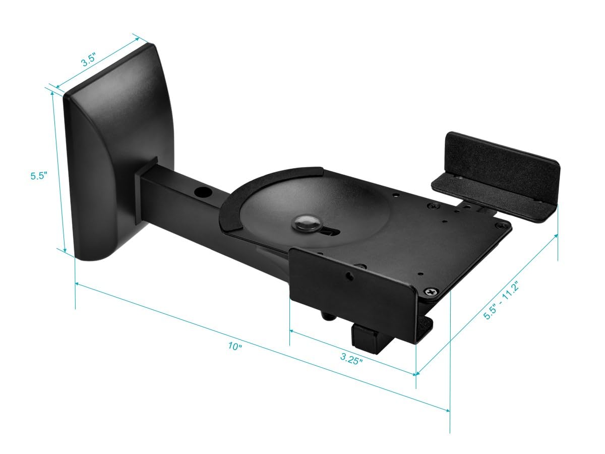 Monoprice Universal Bookshelf Speaker Wall Mount Brackets, Swivel, Tilt, Dual Side Clamping, Large Bookshelf/Surround Sound Speakers up to 55 lbs.
