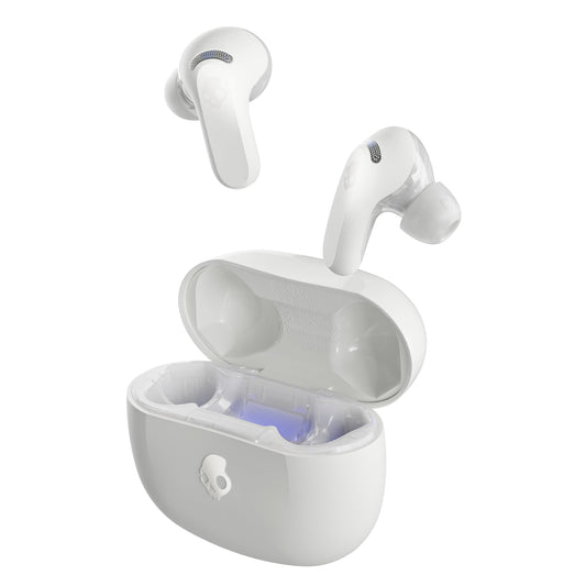 Skullcandy Rail ANC Active Noise Cancelling Wireless Earbuds - Bone/Orange