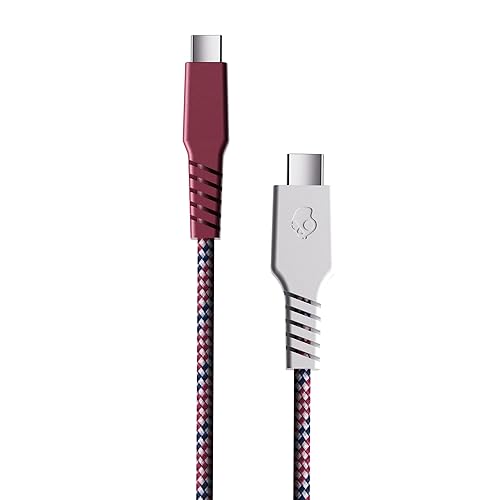 Skullcandy Line+ Braided Charging Cable, USB-C to USB-C - White/Crimson