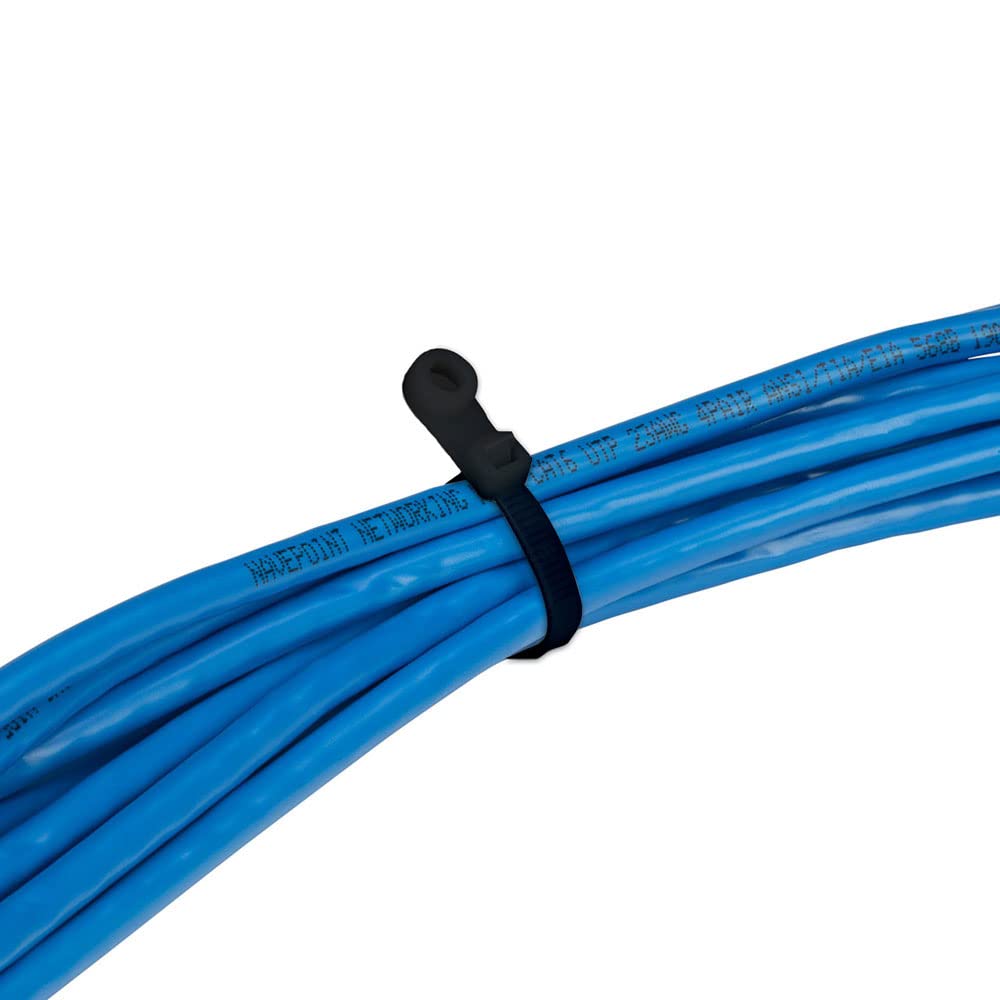 15 Inch Nylon Black Mount Head Cable Tie,120 Lbs Tensile, 100-Pack