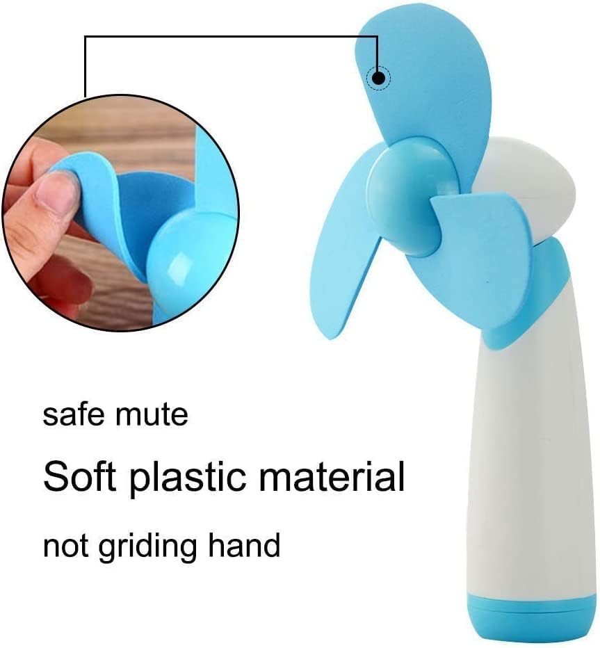JDYYICZ Mini Handheld Fan Personal Fan Battery Soft Foam Blades Powered for Home and Travel (Blue 1pcs)