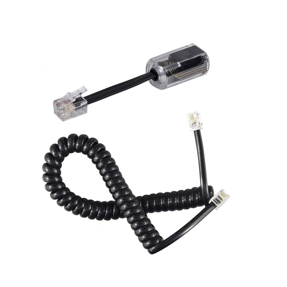 YIENFBEV Telephone Handset Cord Detangler 1 Set, 1 Pack 360 Degree Rotating/Anti-Tangle Landline Cable and 1 Pack Telephone Handset Cord 7.5 Foot