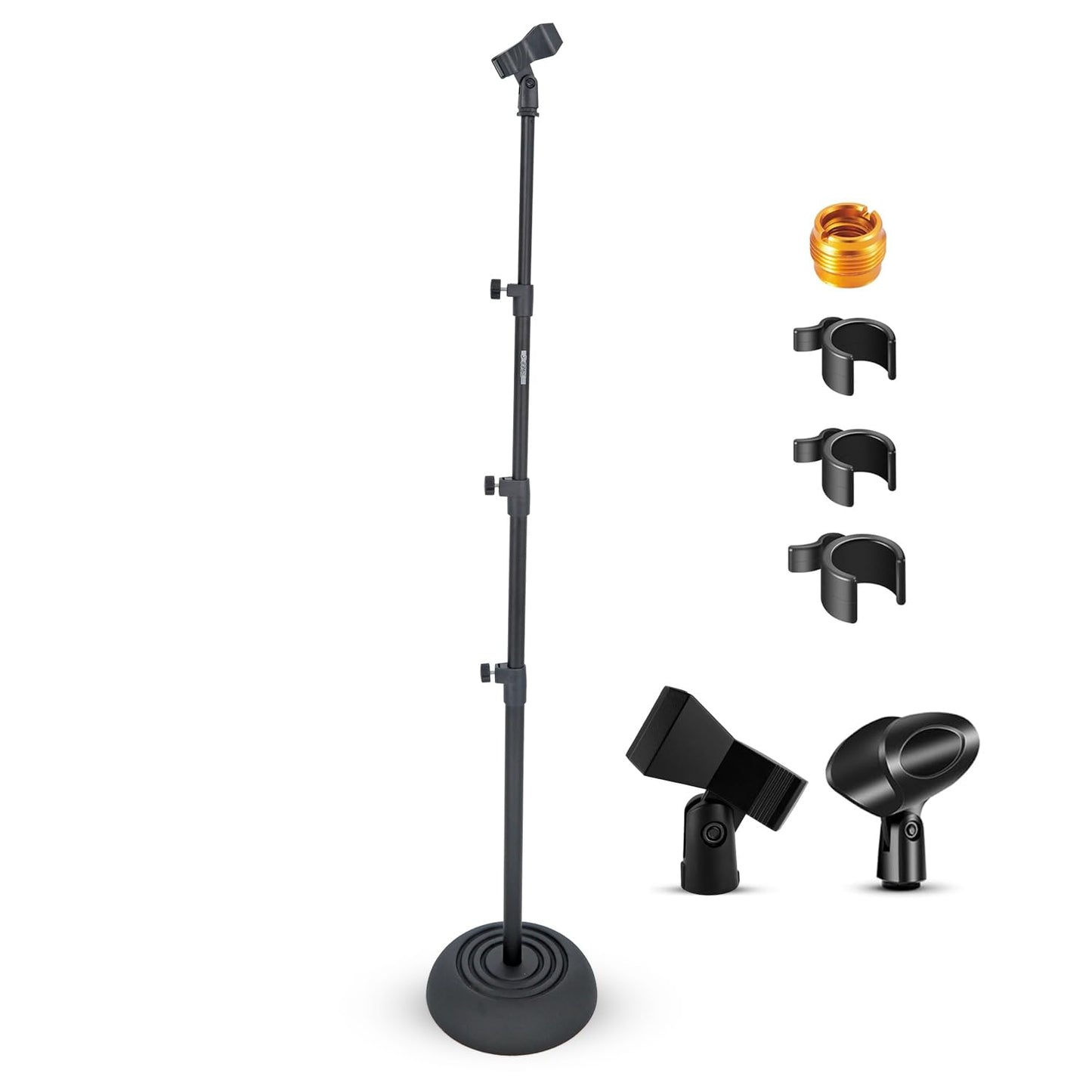 5 Core Mic Stand 2Pcs Floor Height Adjustable 24 to 67 Inch Universal Heavy Duty Microphone Stands Round Base Soporte De micrófono for Studio Singing
