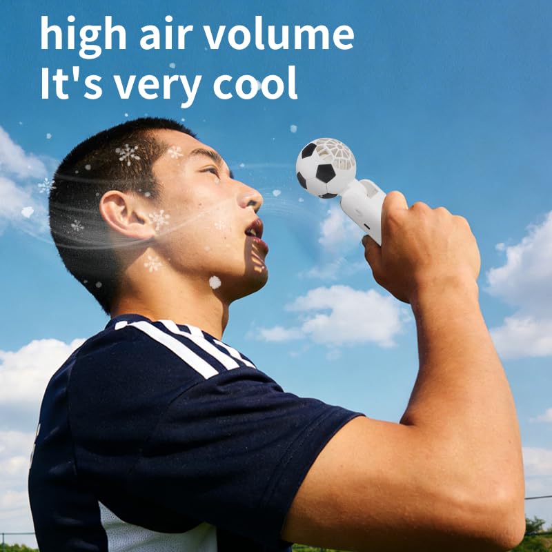 Voncmteo Portable Handheld Turbo Fan with Ice Cooling，Powerful 5-Speed 4-Mode LED 180° Foldable，Football Fans with Air Turbo Tech Cooling Fan