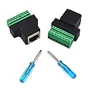 Kework 2 Pack Ethernet RJ45 Female Terminal Block Adapter, Network RJ45 8P8C Bolt Screw Terminal Cable Extension Connector Plug